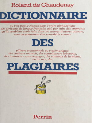cover image of Dictionnaire des plagiaires